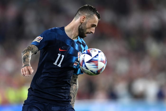 Marcelo Brozovic pictured in June 2023 playing for Croatia against Spain in the UEFA Nations League final